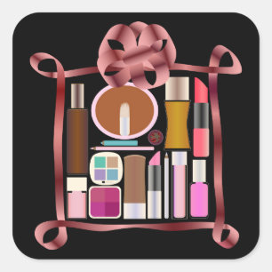 Cosmetische set vierkante sticker
