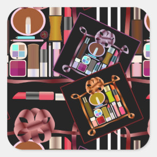 Cosmetische set vierkante sticker