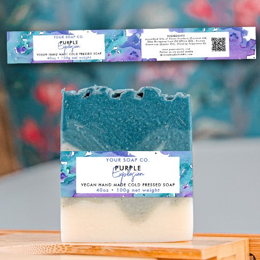 Cosmetische staaf zeep band Etiket Paars Uitnodigingen Wikkel