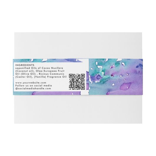 Cosmetische staaf zeep band Etiket Paars Uitnodigingen Wikkel (Achterkant Voorbeeld)