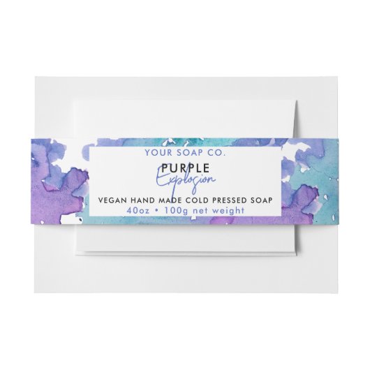 Cosmetische staaf zeep band Etiket Paars Uitnodigingen Wikkel (Voorkant Voorbeeld)