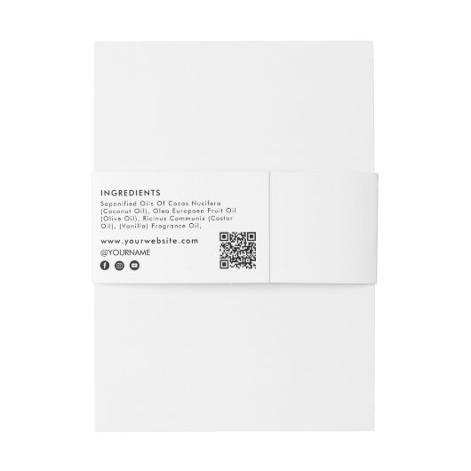 Cosmetische staaf zeep Belly Band Label Wrap Logo Uitnodigingen Wikkel (Achterkant Voorbeeld)