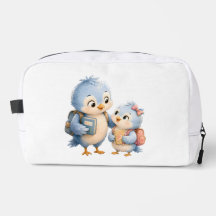 Cosmetische tas met blauwe vogelsiblings