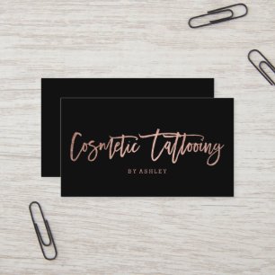 Cosmetische tatoeage faux roos gold typografie zwa visitekaartje