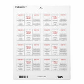 Cosmetische vanille honing ingrediënten etiket (Full Sheet)