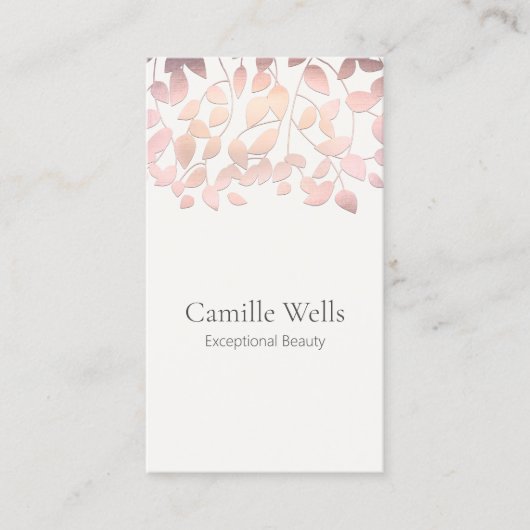 Cosmetologie Blush Pink Leaves Beauty Salon and Sp Visitekaartje (Voorkant)