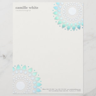 Cosmetologie Elegant Circle Light Blue Off-White Custom Briefhoofd