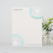 Cosmetologie Elegant Circle Light Blue Off-White Custom Briefhoofd (Staand voorkant)