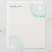 Cosmetologie Elegant Circle Light Blue Off-White Custom Briefhoofd (Voorkant / Achterkant)