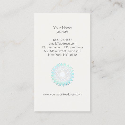 Cosmetologie Elegant Circle Light Blue Off-White Visitekaartje (Achterkant)