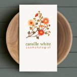 Cosmetologie Oranje Rode Bloemen Visitekaartje<br><div class="desc">Chic en elegant met een  aanraking. Digitaal afbeelding van prachtige textielillustratie van  bloemtak op een witte achtergrond. Het ideale ontwerp voor schoonheidssalons en -wortels die biologische of alle natuurlijke producten en diensten of kledingartikelen aanbieden die biologische of handgemaakte producten aanbieden.</div>