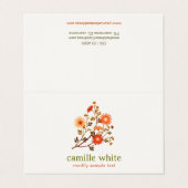  Cosmetologie Oranje Rode Bloemen Visitekaartje (Buitenkant ongevouwen)