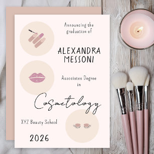 Cosmetologie Soft Pink Beauty School Afgestudeerd Aankondiging