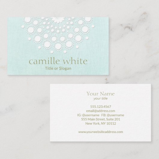 Cosmetologie Wit Rosette Licht Aqua Blauw Visitekaartje (Voorkant / Achterkant)