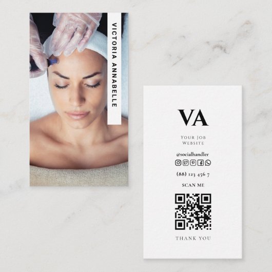 Cosmetologist Foto QR Code Visitekaartje (Voorkant / Achterkant)