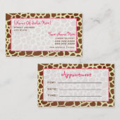 Cosmetologist Salon Afspraak Giraffe Print Afsprakenkaartje (Voorkant / Achterkant)