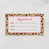 Cosmetologist Salon Afspraak Giraffe Print Afsprakenkaartje (Achterkant)