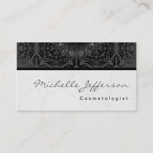 Cosmetologist Script Grey Pattern Visitekaartje (Voorkant)