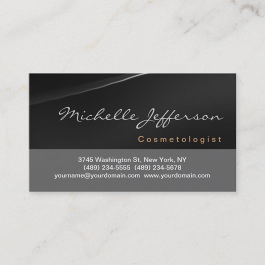 Cosmetologist Script Grijs Zwart Visitekaartje (Voorkant)