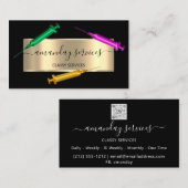 Cosmetologist Spuit Botox B12 QRCode Black Roze Visitekaartje (Voorkant / Achterkant)