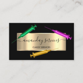 Cosmetologist Spuit Botox B12 QRCode Black Roze Visitekaartje