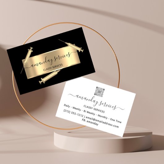 Cosmetologist Spuit Botox B12 QRCode Black Visitekaartje