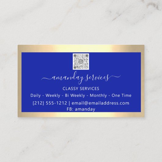 Cosmetologist Spuit Botox B12 QRCode Blue Golden Visitekaartje (Achterkant)