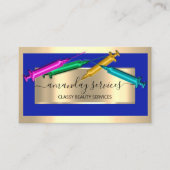 Cosmetologist Spuit Botox B12 QRCode Blue Golden Visitekaartje (Voorkant)