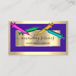 Cosmetologist Spuit Botox B12 QRCode Blue Visitekaartje