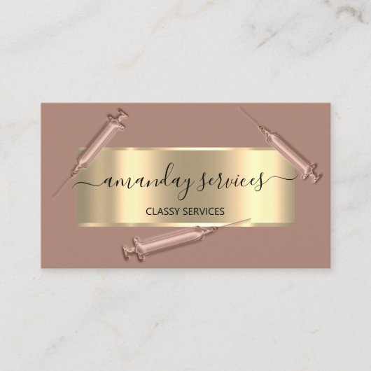 Cosmetologist Spuit Botox B12 QRCode Brown Visitekaartje (Voorkant)