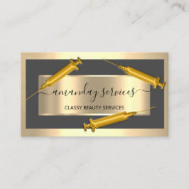 Cosmetologist Spuit Botox B12 QRCode Gray Golden Visitekaartje