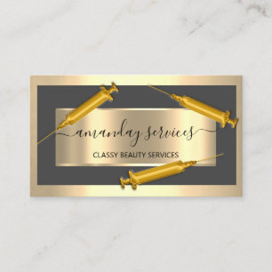 Cosmetologist Spuit Botox B12 QRCode Gray Golden Visitekaartje