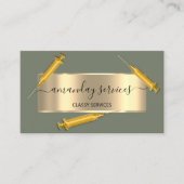 Cosmetologist Spuit Botox B12 QRCode Mint Gold Visitekaartje (Voorkant)