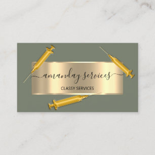 Cosmetologist Spuit Botox B12 QRCode Mint Gold Visitekaartje