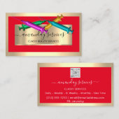 Cosmetologist Spuit Botox B12 QRCode Red Golden Visitekaartje (Voorkant / Achterkant)
