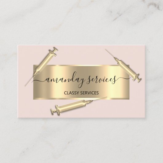 Cosmetologist Spuit Botox B12 QRCode Roze Visitekaartje (Voorkant)