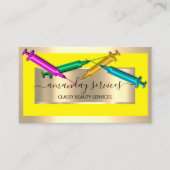 Cosmetologist Spuit Botox B12 QRCode Yellow Gold Visitekaartje (Voorkant)