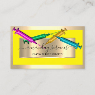 Cosmetologist Spuit Botox B12 QRCode Yellow Gold Visitekaartje