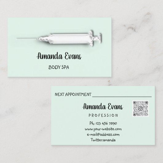 Cosmetologist Spuit Botox Injectie Silver Ombre Afsprakenkaartje (Voorkant / Achterkant)