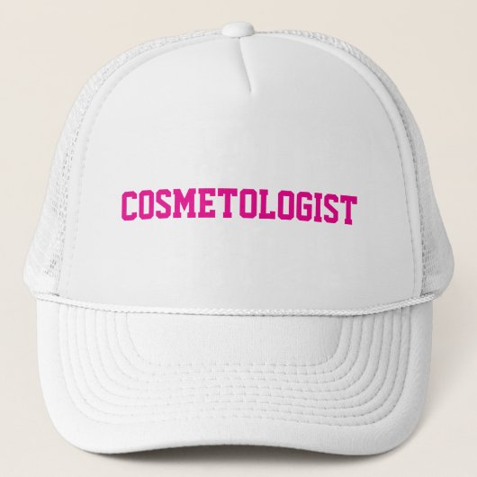 COSMETOLOGIST Typografie in roze cosmetologie Trucker Pet (Voorkant)
