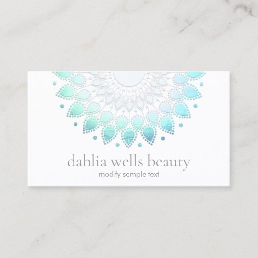 Cosmetology Elegant Blue Floral Visitekaartje (Voorkant)