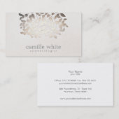 Cosmetology Faux Gold Foil Leaves Linen look Visitekaartje (Voorkant / Achterkant)