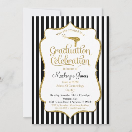 Cosmetology Graduation Party Invitation Beauty Kaart (Voorkant)