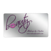 Cosmetology Makeup Address Label Roze Glitter Lips (Voorkant)