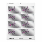 Cosmetology Makeup Address Label Roze Glitter Lips (Full Sheet)