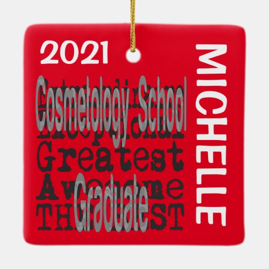 Cosmetology School Afstuderen Extraordinaire CUSTO Keramisch Ornament (Achterkant)