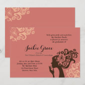 Cosmetology Silhouette Afstuderen Invitation Kaart (Voorkant / Achterkant)