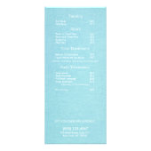 Cosmetology Silver laat het menu Lijst met prijzen (Achterkant)