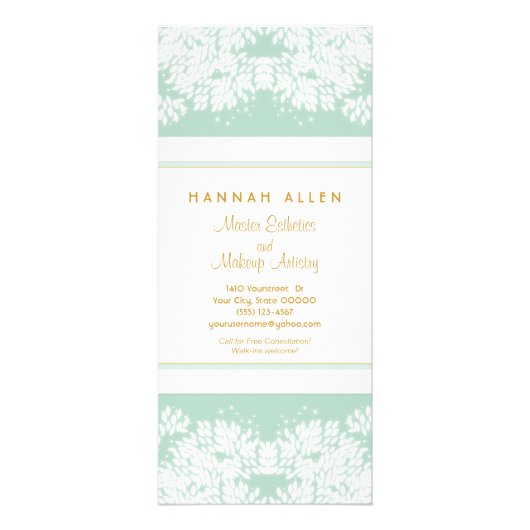 Cosmetology Spa and Salon White Leaves Mint Menu (Voorkant)