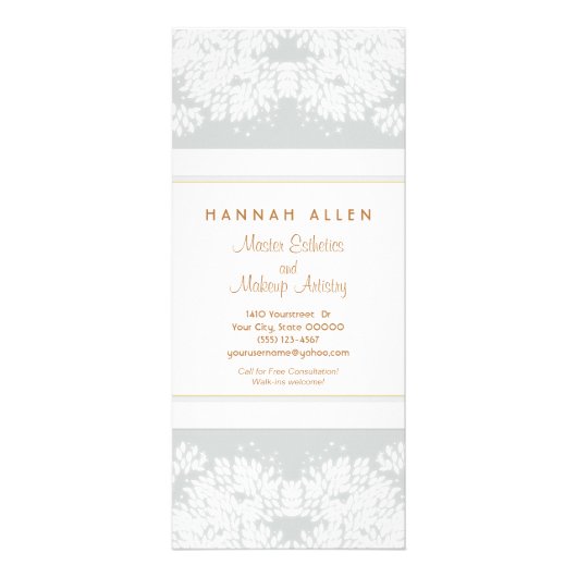 Cosmetology Spa en Salon White Leaves Gray Menu (Voorkant)